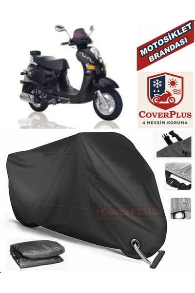 MotoEN Black Lock Compatible Kanuni Classic 125 Motor Tarpaulin Motorcycle Ta...