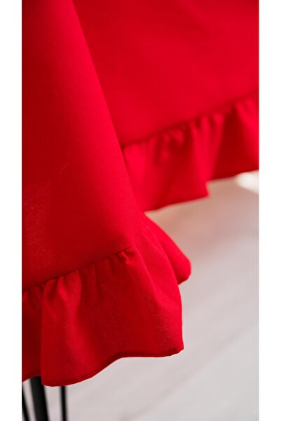 abidehanım Rufle |   Red Cotton Polyester Frilly Table Cloth 160 X 220