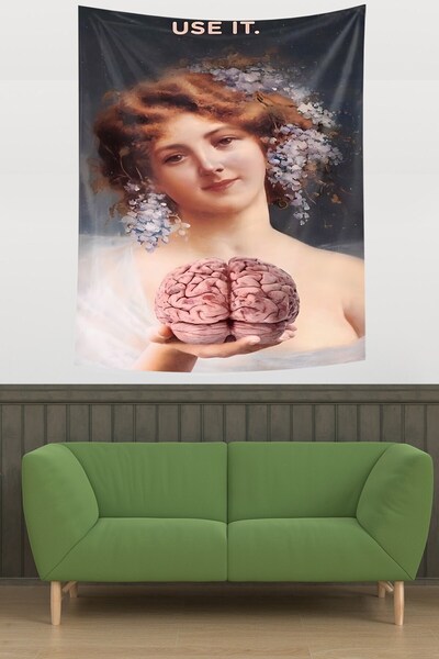 linazaitun Use It Written Brain Suggesting Girl Stain-Proof Fabric Wall Cover...