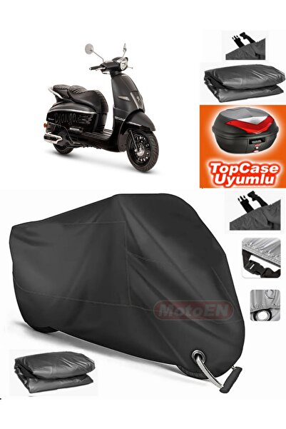 MotoEN Black Lock Compatible Peugeot Django 150 Tarpaulin Topcase Rear Bag Co...
