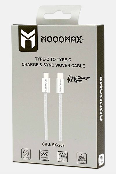 MOOGMAX Mx-057 Fabric Charging Cable, White