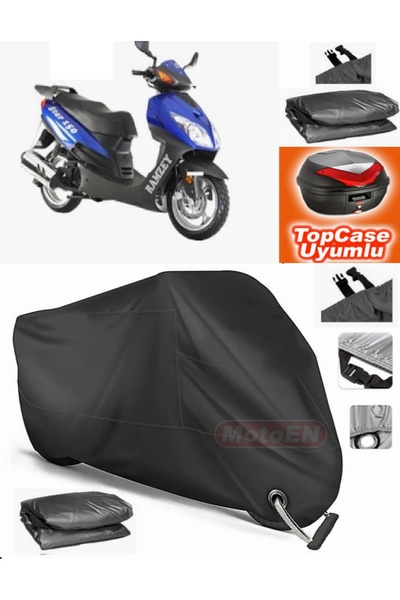 MotoEN قفل أسود متوافق مع Ramzey Star 125 L من القماش المشمع Topcase الخلفي ا...