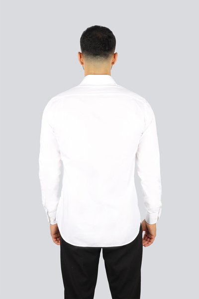 PAUL&SHARK Erkek Regular Fit Pamuklu Göğsü Logo Baskılı Uzun Kollu Beyaz Gömlek 25413506-010