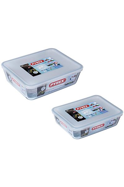 Pyrex Set 2 caserole dreptunghiulare cu capac