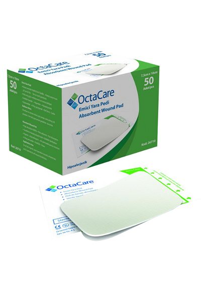 Octacare High Absorbent Wound Pad (800% Absorbent) Hypoallergenic (Single Sterile Package) 7.5cm X 10 cm 50 Pieces