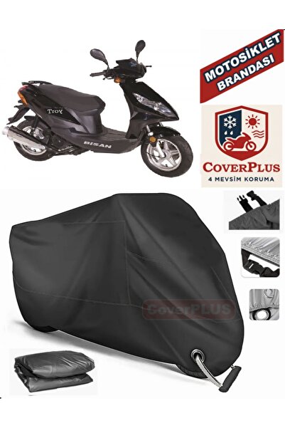 MotoEN Black Lock Compatible Bisan Troy 100 Motor Tarpaulin Motorcycle Tarpau...