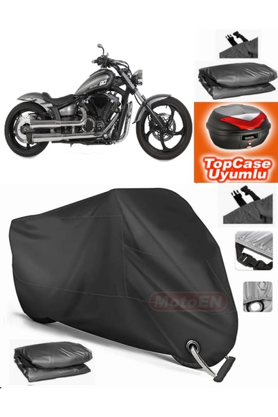MotoEN Black Lock Compatible Yamaha Xvs 1300 a Tarpaulin Topcase Rear Bag Com...