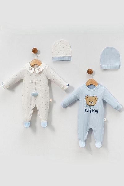 Cherub Baby Baby Boy Süzene Bear Baby Boy Newborn Double Jumpsuit Set
