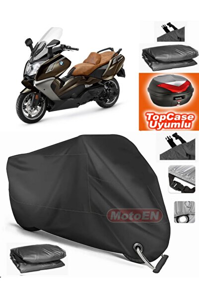 MotoEN Black Lock Compatible Bmw C 650 Gt Tarpaulin Topcase Rear Bag Compatib...