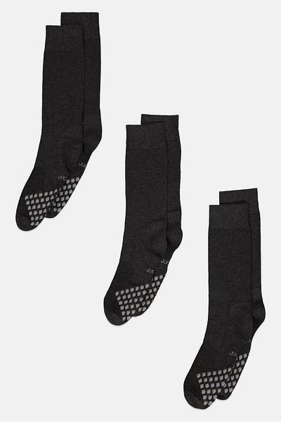 JOCKEY Men 3 Pair Diamond Cushion Comfort Crew Socks, Dark Grey