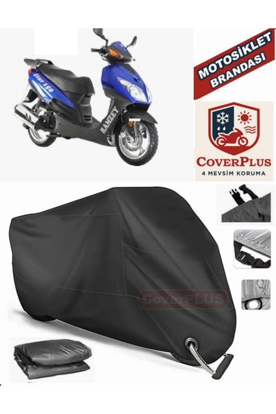 MotoEN Black Lock Compatible Ramzey Star 150 L Motor Tarpaulin Motorcycle Tar...