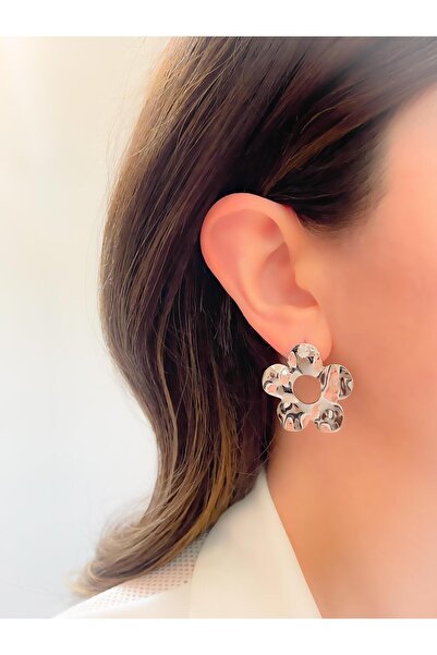 Trinos Steel Earrings Flower Plate Earrings