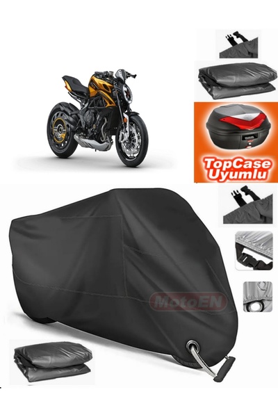MotoEN Black Lock Compatible Mv Agusta Brutale S Tarpaulin Topcase Rear Bag C...