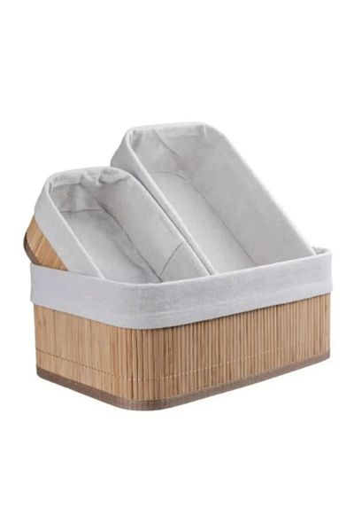 3B Trend Natural Bamboo Organizer Box, Bamboo Wooden Bread Holder, Wooden Bamboo Bread Basket