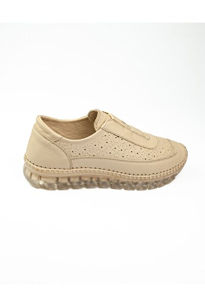 Voyager 059 حذاء نسائي كاجوال من الجلد باللون البيج الكاكي
