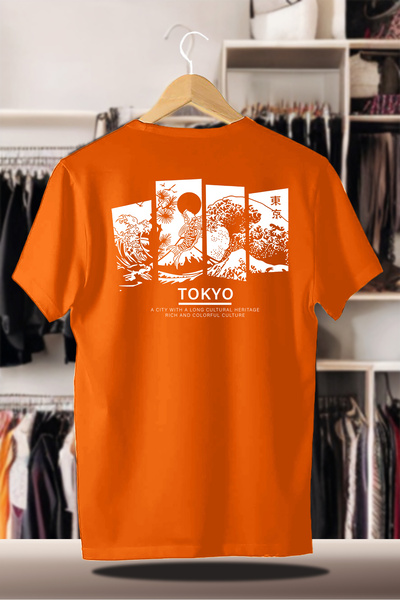 CC STORE Βαμβακερό μπλουζάκι με στάμπα με 3 νήματα ροζ πορτοκαλί |   Εκτύπωση...