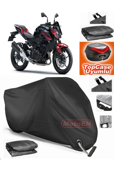MotoEN قفل أسود متوافق مع Kawasaki Z 400 Canvas Topcase Rear Bag متوافق مع Mo...