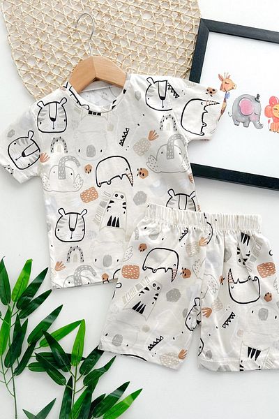 Beniizle Patterned Boy's Summer Suit