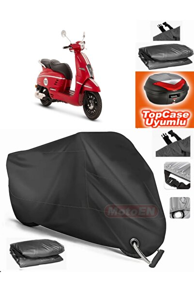MotoEN Black Lock Compatible Peugeot Django 50 Tarpaulin Topcase Rear Bag Com...