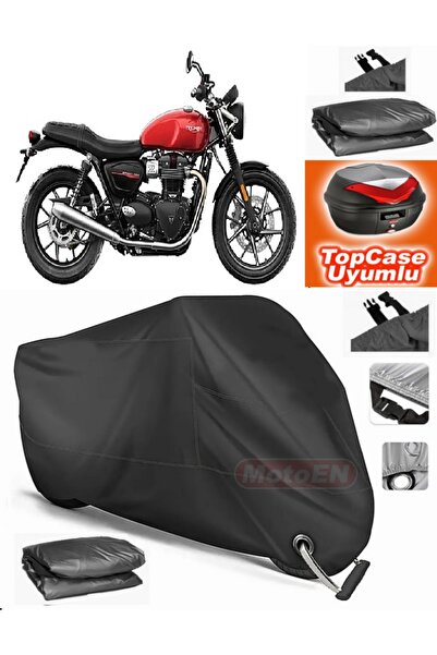 MotoEN قفل أسود متوافق مع Triumph Street Twin Tarpaulin Topcase الخلفي المتوا...