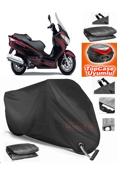 MotoEN قفل أسود متوافق مع سوزوكي بورجمان UH 200 من القماش المشمع Topcase الخل...