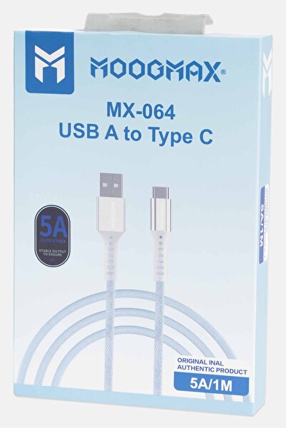 MOOGMAX كابل USB من القماش من النوع C MX064، أزرق فاتح