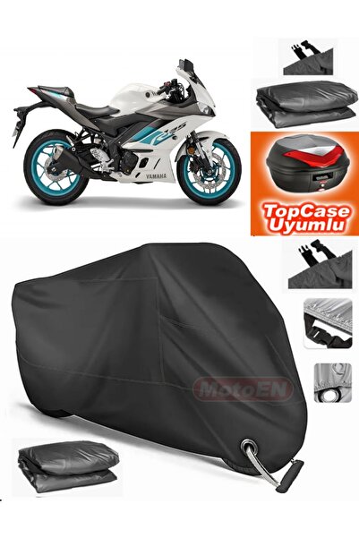 MotoEN Black Lock Compatible Yamaha Yzf R25 Abs Tarpaulin Topcase Rear Bag Co...