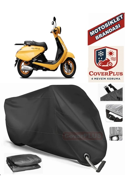 MotoEN Black Lock Compatible Yuki Gelato 150 Motor Tarpaulin Motorcycle Tarpa...