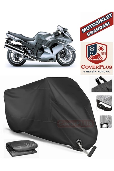 MotoEN Black Lock Compatible Kawasaki Zzr 1400 Abs Motor Tarpaulin Motorcycle...