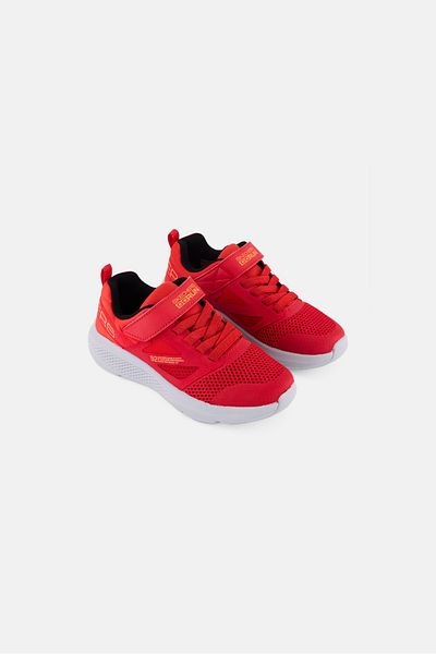 SKECHERS Kids Boy Elevated Velcro Closure Running Shoes, Red/black