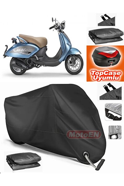 MotoEN قفل أسود متوافق مع Aprilia Mojito 125 مخصص من القماش المشمع Topcase ال...
