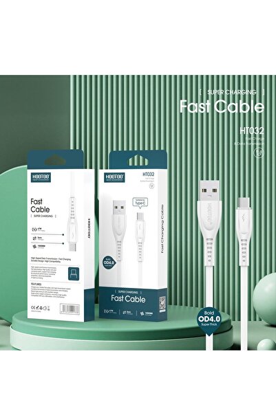 HooToo كابل شحن مطاطي من النوع C - M1، Ht032، أبيض