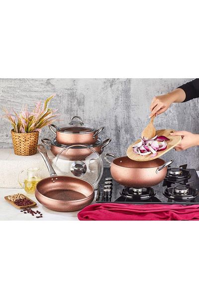 Kahramanlar Granite 7 Piece Fireproof Non-Stick Cookware Set