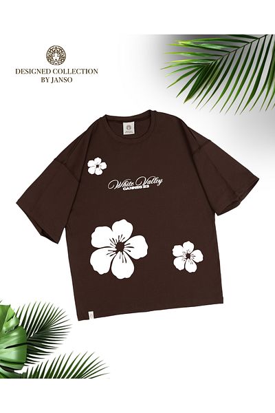 JANSO GROUP - Women's Flower Printed Short Sleeve Tshirt Large Size Cotton