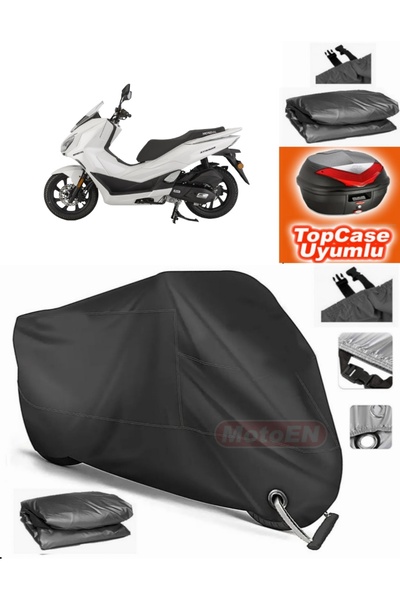 MotoEN قفل أسود متوافق مع Mondial 125 Strada Tarpaulin Topcase الخلفي المتواف...