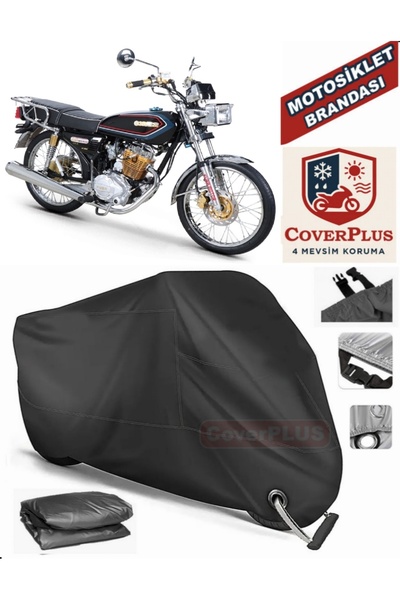 MotoEN Siyah Kilit Uyumlu Kuba CG 100 Motor Brandası Motosiklet Branda Örtü Çadır