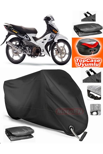 MotoEN Black Lock Compatible Modenas Gt135 Tarpaulin Topcase Rear Bag Compatible Motor Tarpaulin