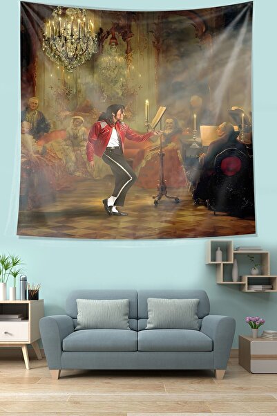 linazaitun Michael Jackson Sanatsal Leke Tutmaz Kumaş Duvar Örtüsü Duvar Halı...
