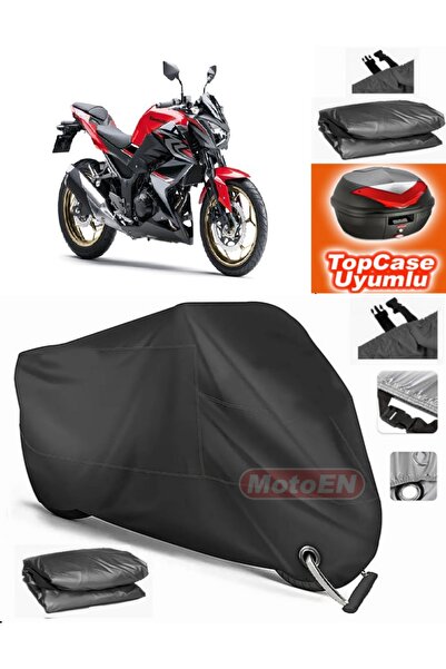 MotoEN قفل أسود متوافق مع Kawasaki Z 300 قماش القنب Topcase الخلفي حقيبة متوا...