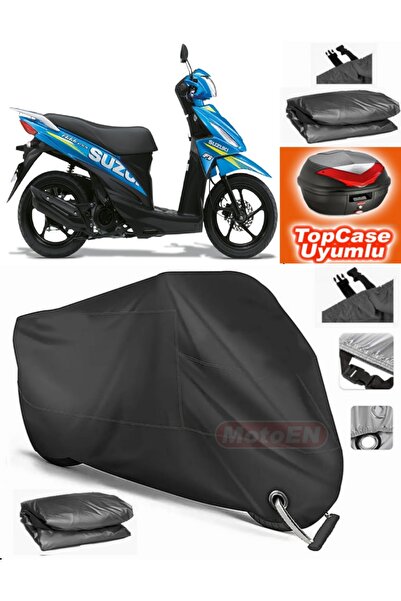 MotoEN قفل أسود متوافق مع سوزوكي عنوان 110 قماش القنب Topcase الخلفي حقيبة مت...