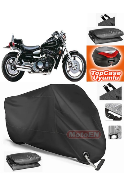 MotoEN Black Lock Compatible Kawasaki Zl 600 Tarpaulin Topcase Rear Bag Compa...