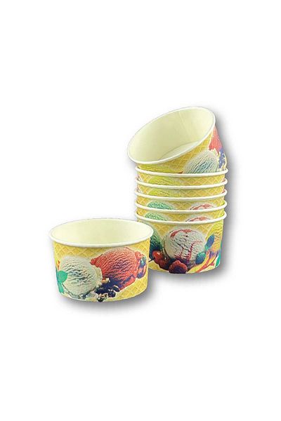 Home Cardboard Ice Cream Presentation Bowl Printed 100Cc 50 Pieces