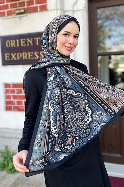 Sultan Eşarp Σαλιάρα Sultan Fresh Cotton - Orient Express Model - SLF001-13 - Πράσινο, Μαύρο, Καπνιστό