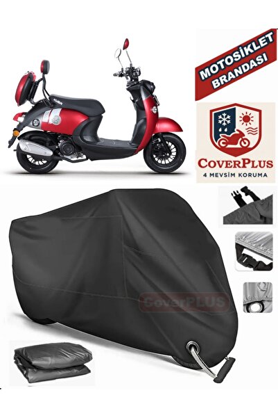 MotoEN قفل أسود متوافق مع Kuba Trendy 50 Motor Tarpaulin دراجة نارية قماش الق...