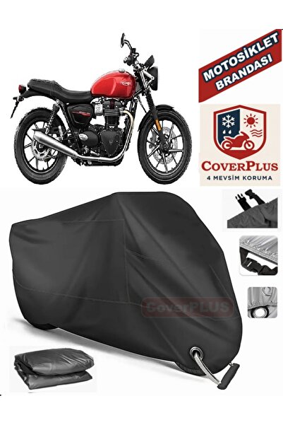 MotoEN Black Lock Compatible Triumph Street Twin Motor Tarpaulin Motorcycle T...