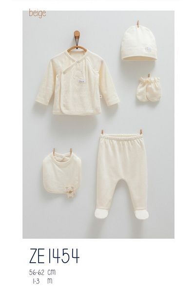 Caramell Bear Patterned 5-Piece Hospital Outfit Set (Newborn) 2025