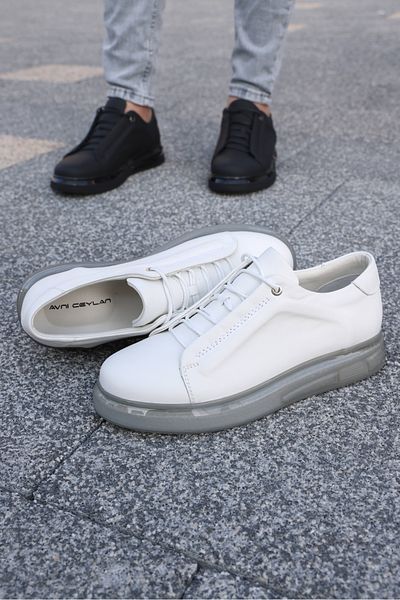 Avni Ceylan Jet White Genuine Leather Men's Sneaker Shoes