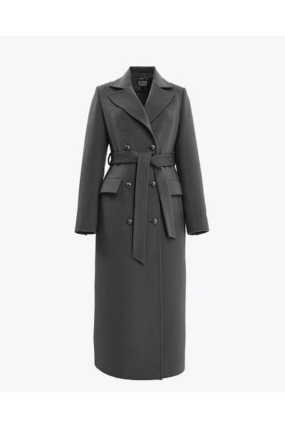 IDA Collection Anthracite Medallion Double Breasted Coat - Buttoned