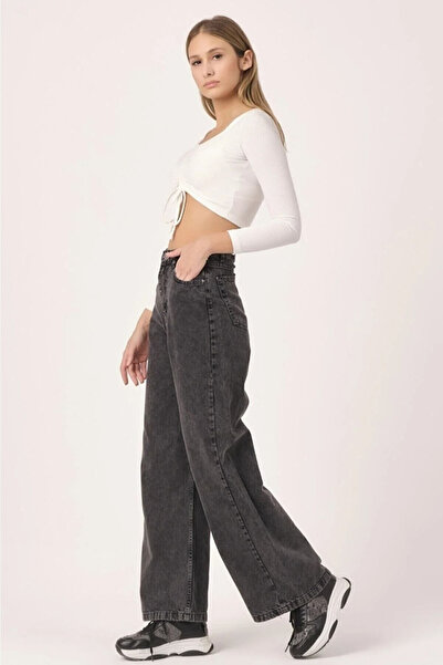 dressmix Gloria Жіночі антрацитові димчасті штани Palazzo з еластаном, зручні...