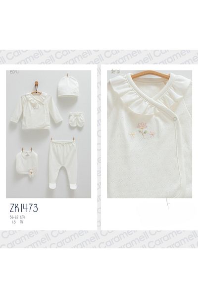 Caramell Flower Patterned 5-Piece Hospital Outfit Set (Newborn) 2025